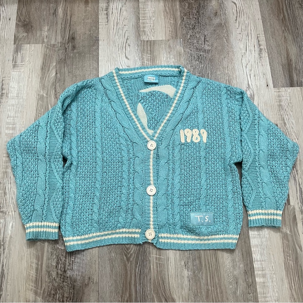 Taylor Swift 1989 Cardigan Cable Knit Blue Womens XS